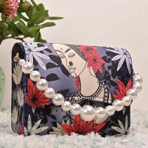 Women's Handbag with Pearl Handle