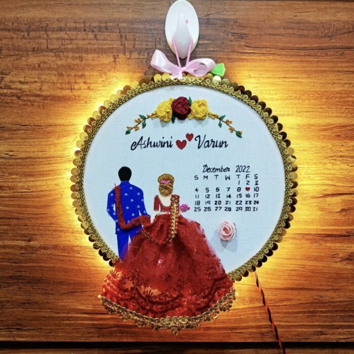 Personalized Couple Embroidery LED Light Hoop