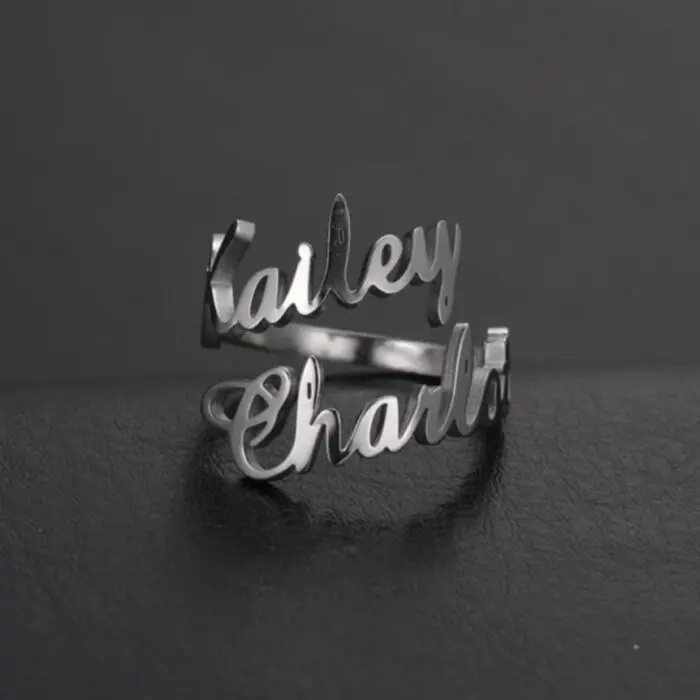 Personalized 925 Silver Couple Names Ring