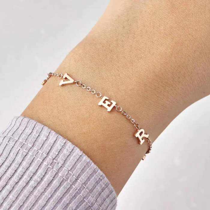 Personalized Spaced Letters Bracelet