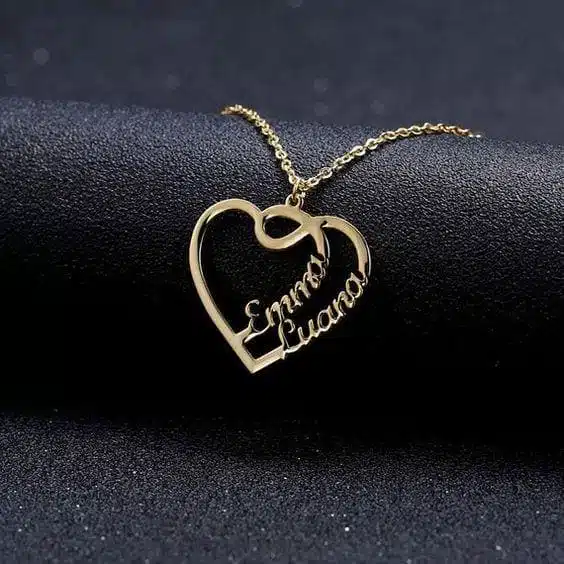 Single Heart Two Names Necklace