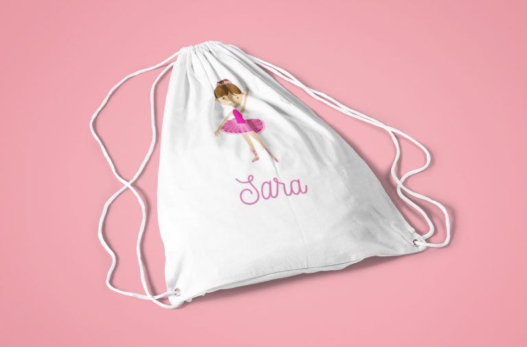 Personalized Ballerina Drawstring Bag