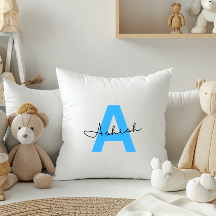 Personalized Unisex Modern Initial and Name Cushion Cover